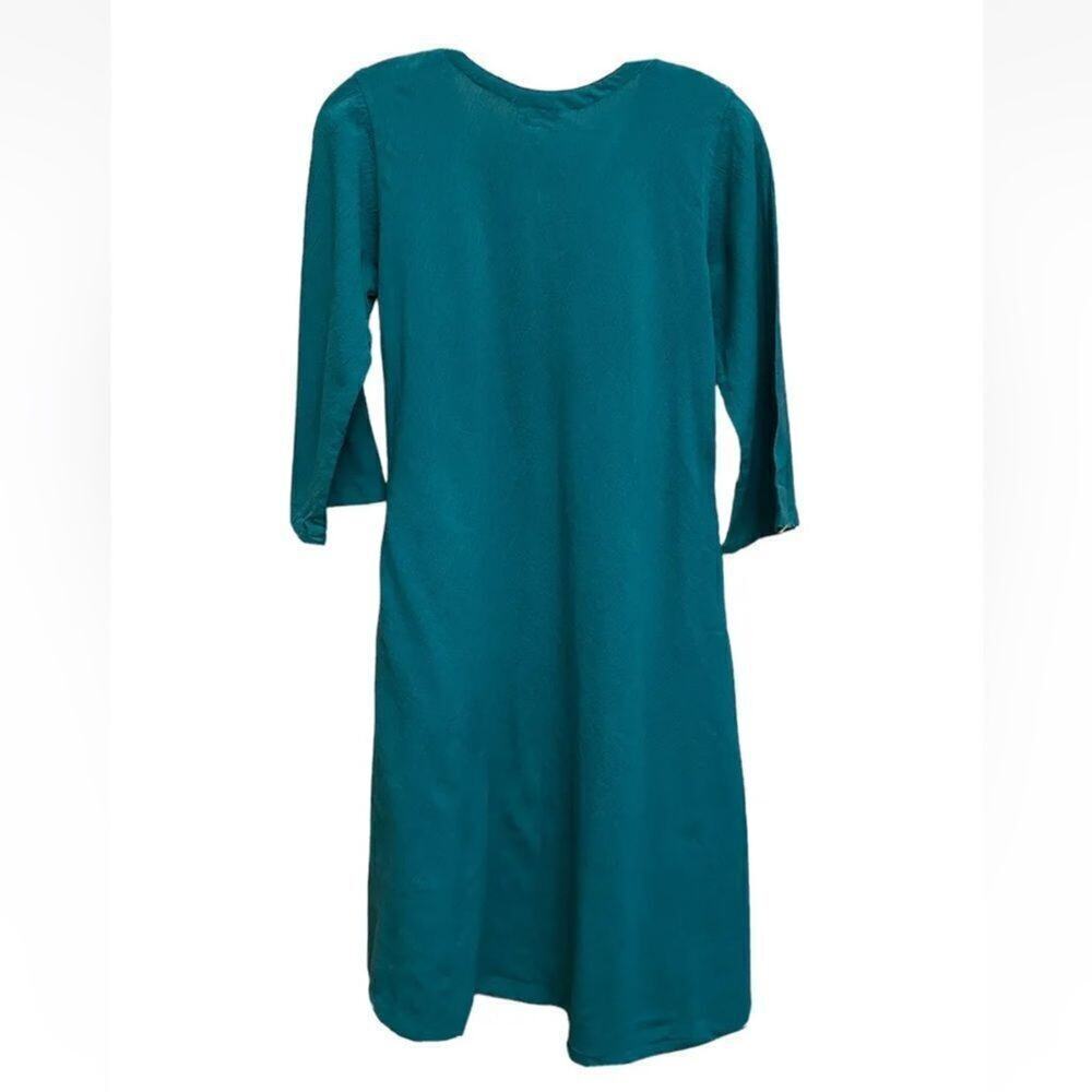 GANESH HIMAL Namaste Dress Womens Small Kazuri Nepal 3/4 Sleeves Cotton Midi NWT - Picture 3 of 11